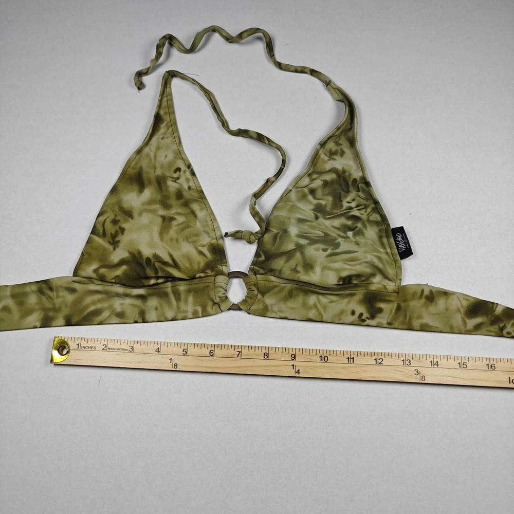 MOSSIMO Women's Green String Tie Halter Top And eyelet  Bikini Bottom Medium Set
